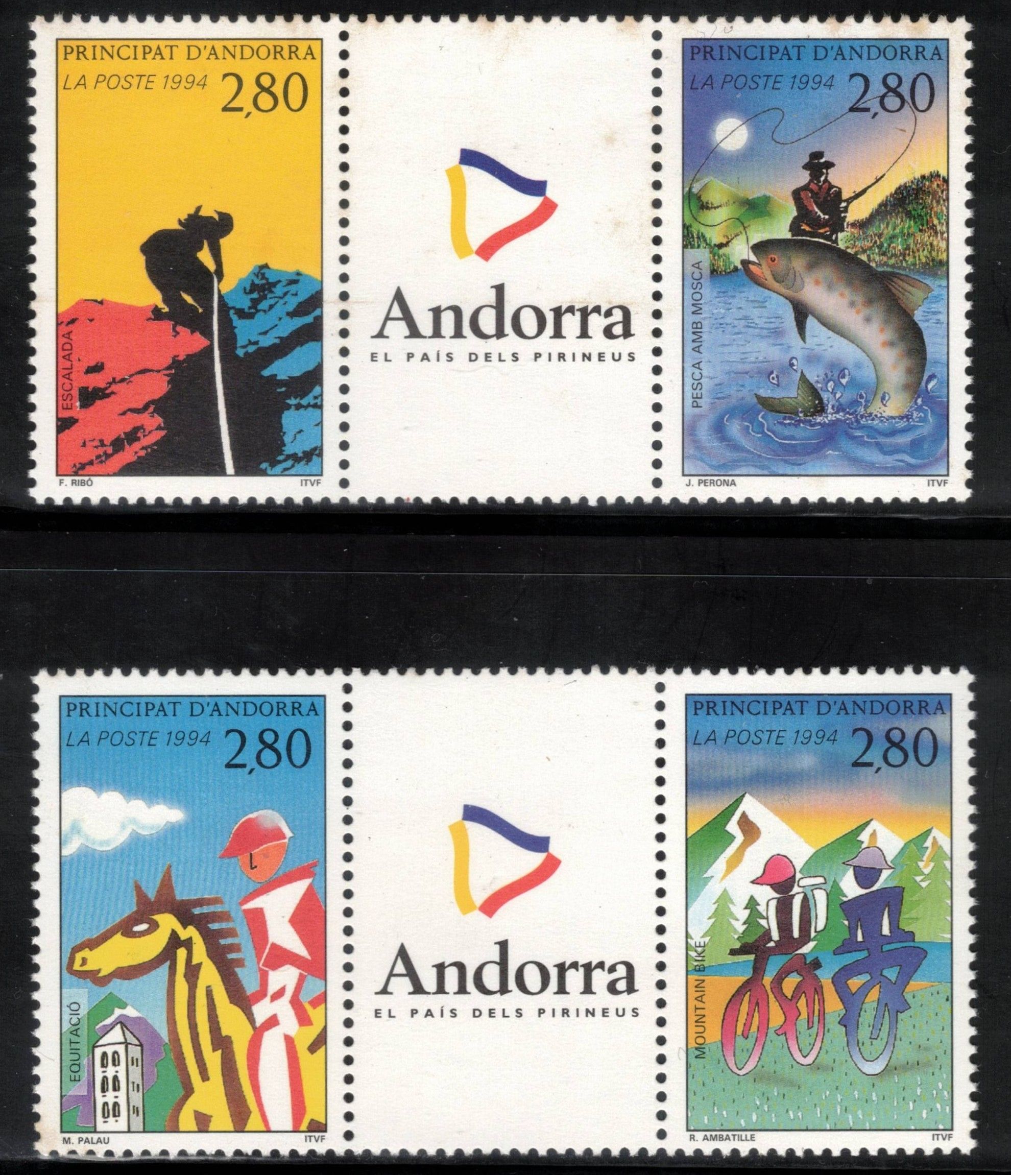FRENCH ANDORRA 1994 Tourist Sports; Scott 440a, 442a; MNH