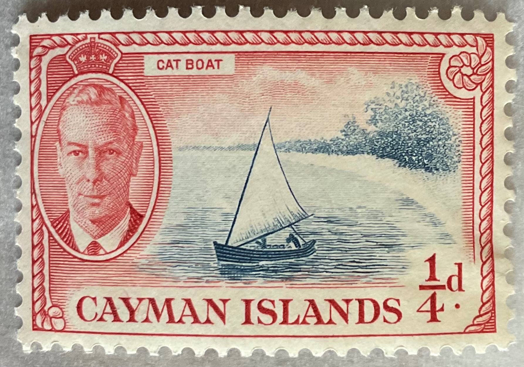 Cayman Islands Scott #122 *MH* Single Small Gum Loss Catboat L50