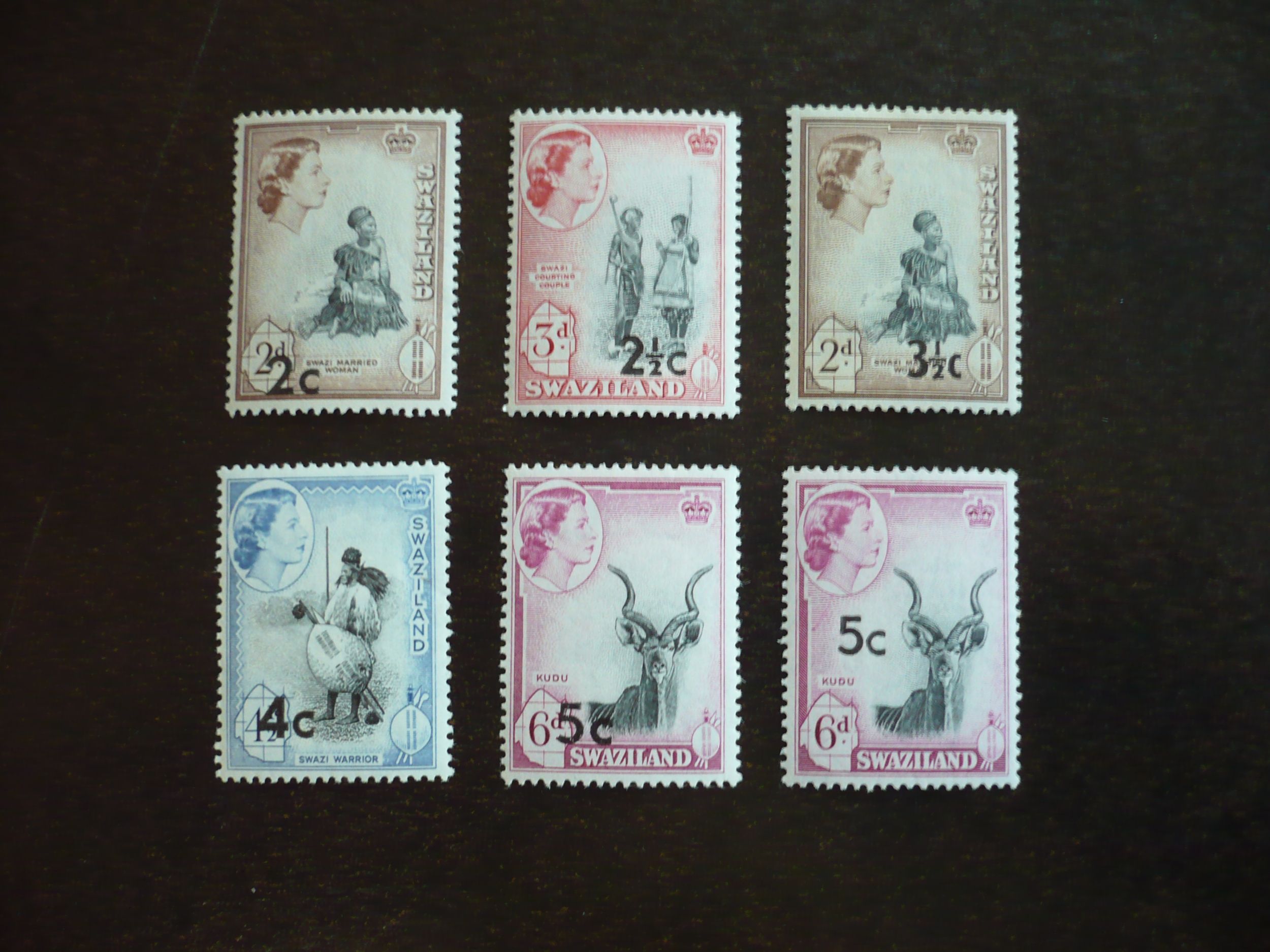 Stamps - Swaziland - Scott# 69,71-74a - Mint Hinged Part Set of 6 Stamps