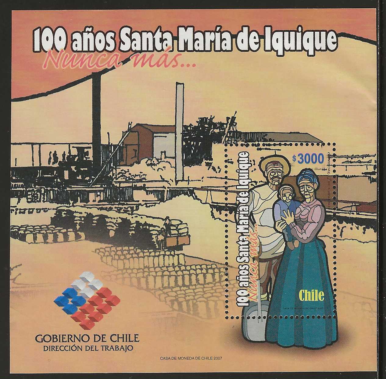Chile 2007, Scott 1492, Santa María de Iquique Massacre Souvenir Sheet
