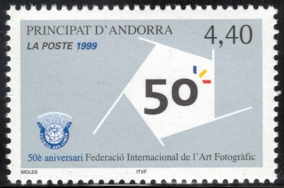 FRENCH ANDORRA 1999 Int'l Federation of Photographic Art; Scott 513; MNH