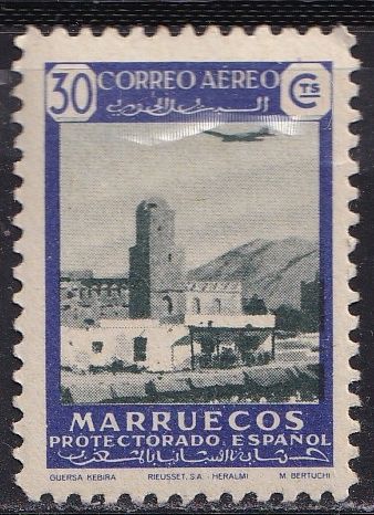 Spanish Morocco C18 (mh) 30c Kebira Fortress, dk vio blue & grnish gray (1949)