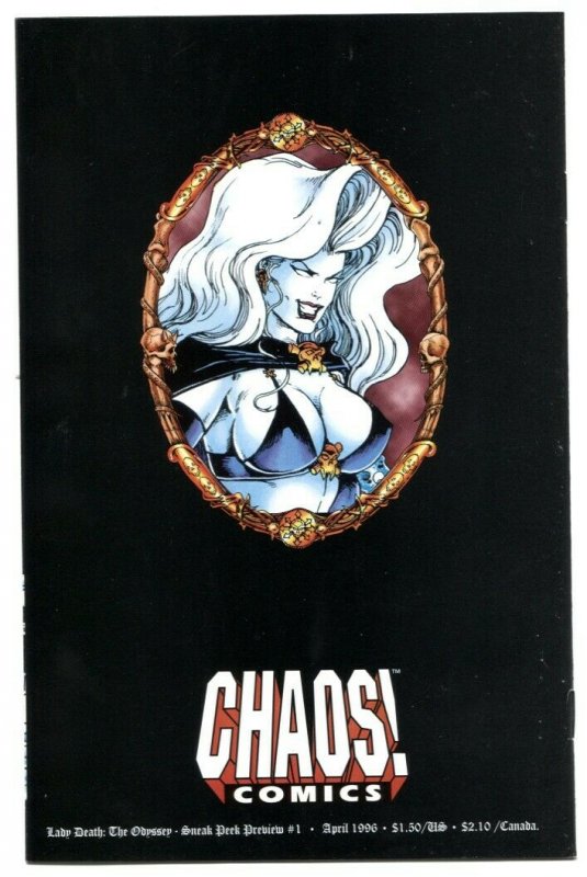 Lady Death Odyssey #1 1996- triple signed with COA- NM 