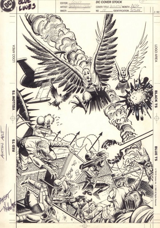 Hawkworld #14 Cover - Man Hawks & Thanagarian Wingmen - 1991 art by Graham Nolan