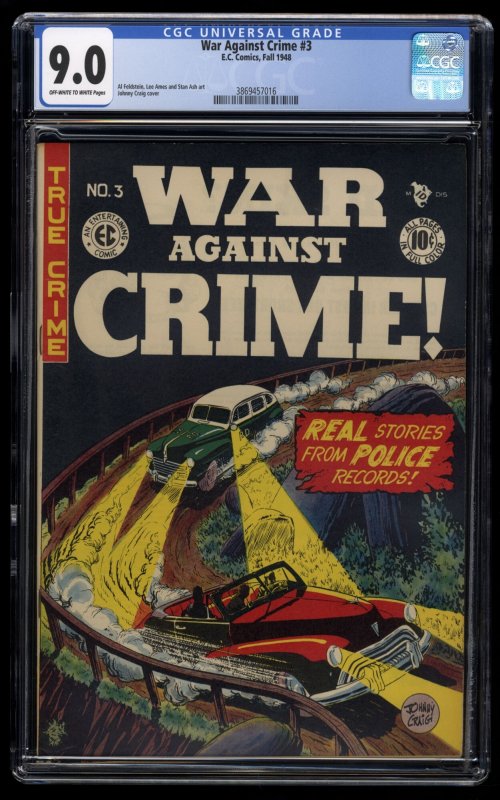 War Against Crime #3 CGC VF/NM 9.0 Highest Graded! Johnny Craig Cover!