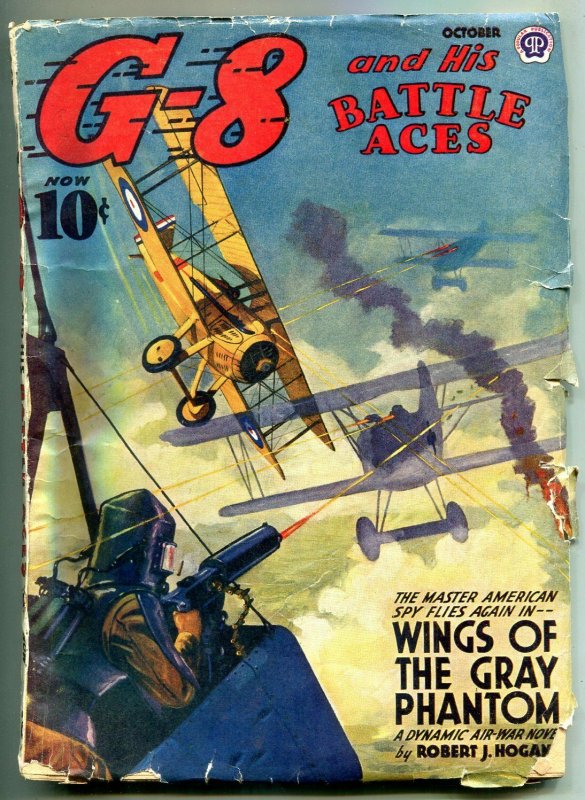 G-8 and His Battle Aces Pulp October 1942- Wings of the Gray Phantom VG