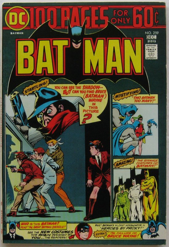 Batman #259 (Nov-Dec 1974, DC), VFN-NM, 100 pages, Shadow cover & appearance