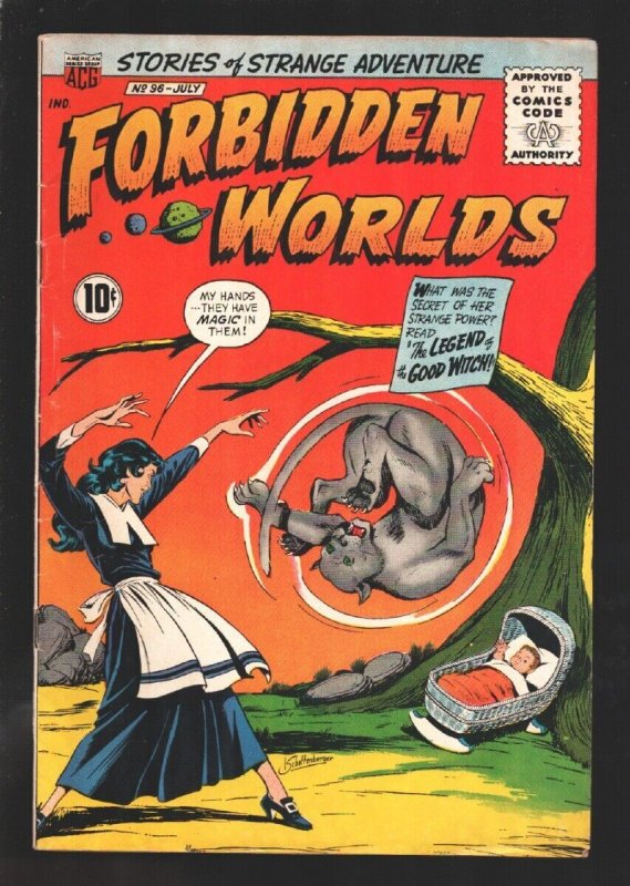 Forbidden Worlds #96 1960-ACG-Witch cover-Ken Landau rocket ship story art-VG+