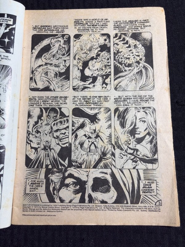 1978 DOCTOR STRANGE Yaffa Marvel Australian Comic #2 GD+ 2.5 Frank Brunner