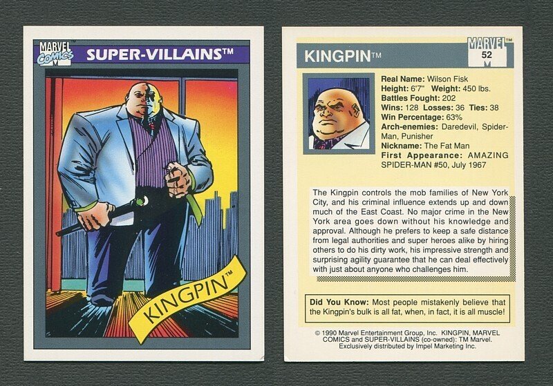 1990 Marvel Comics Card  #52  (Kingpin)  NM-MT