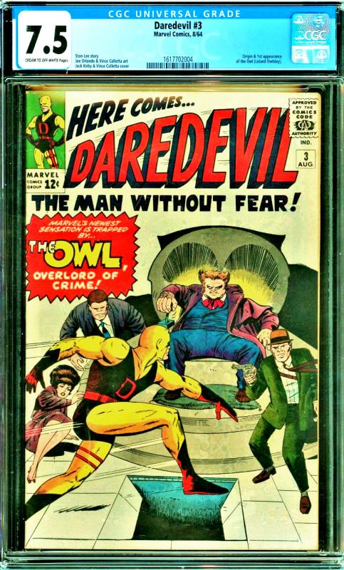 Daredevil #3 CGC Graded 7.5 Origin & First appearance of Owl