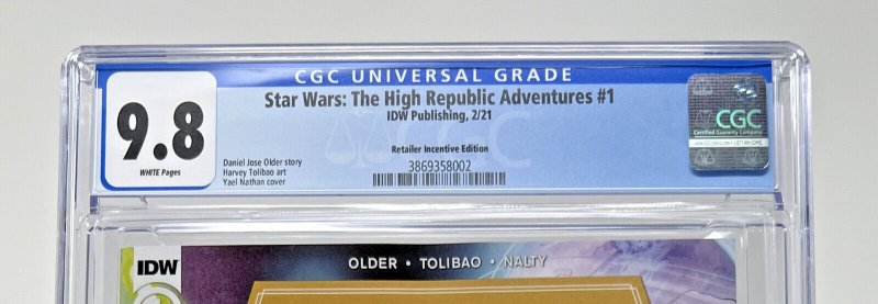 STAR WARS THE HIGH REPUBLIC ADVENTURES #1 - Nathan Variant CGC 9.8 - YODA cover