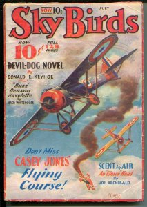 Sky Birds 7/1933-aviation pulp-Tinsley cover-Devil-Dog-Whitehouse-VG-