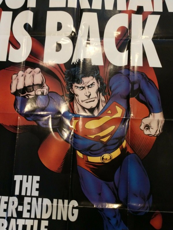 Superman is Back 1993 Never Ending Battle Man of Steel DC Comics PROMO Poster 