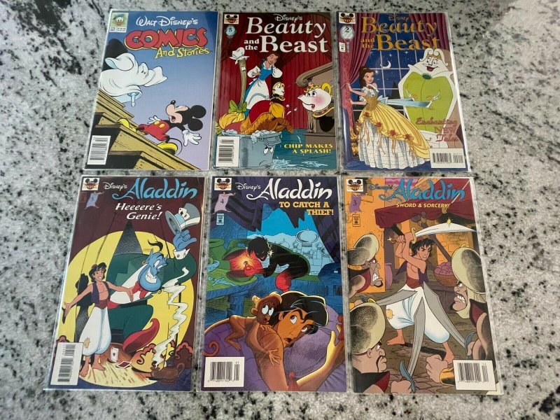 6 Comics Aladdin 3 4 5 + Beauty & The Beast 2 5 + Walt Disney Stories 578 DH32 