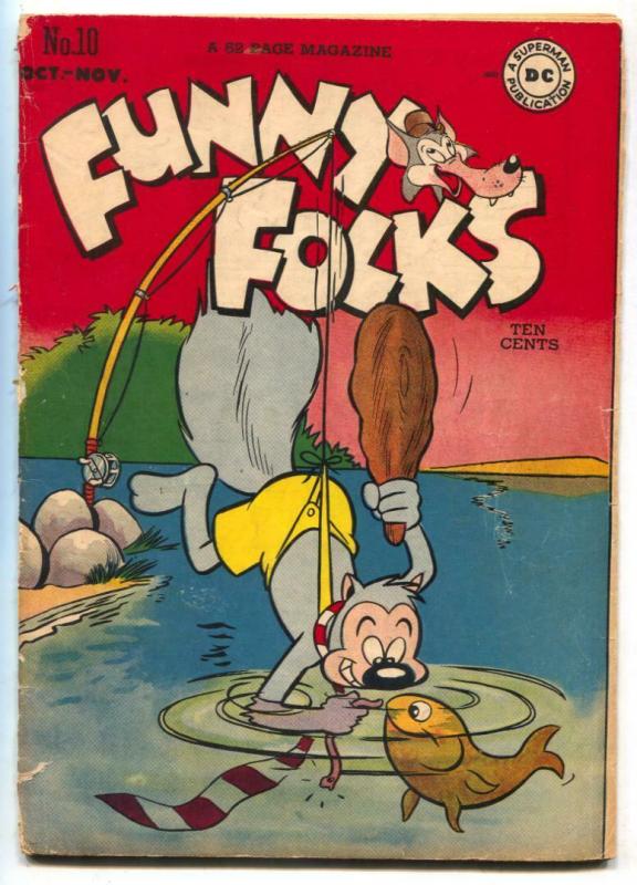 Funny Folks #10 1947- Nutsy Squirrel- fishing cover  VG-