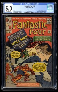 Fantastic Four #22 CGC VG/FN 5.0 Off White 2nd Appearance Mole Man!