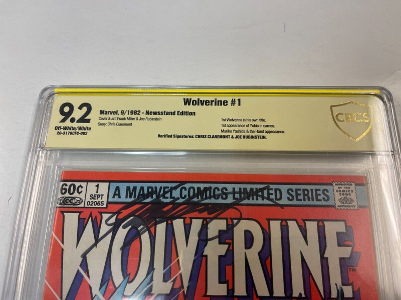 Wolverine # 1 CBCS 9.2 GRADED Comic Book SIGNED 2X Claremont + Marvel Comic JH6