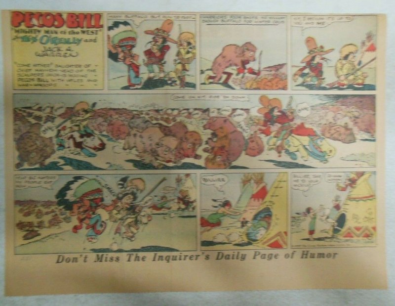 Pecos Bill Sunday Page by Tex O'Reilly 2/21/1937 Size: 11 x 15 inches Rare !