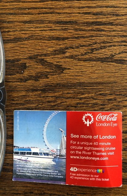 Coca-Cola London eye ticket stub 2016