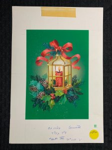 CHRISTMAS Lantern Candle Pine Cones 7.5X11 Greeting Card Art #x1026 w/ 7 Cards