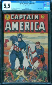 Captain America Comics 57 CGC 5.5  White Pages! 