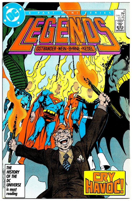 LEGENDS #1 - 6 (1986-87) 8.5 VF+  Complete Mini-Series! - Giant DC Crossover!