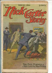 Nick Carter Stories #115 11/21/1914-pulp mystery & crime-The Evil Formula-VG-