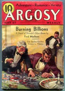 Argosy Weekly Pulp May 27 1933-Roulette cover- Erle Stanley Gardner VG-