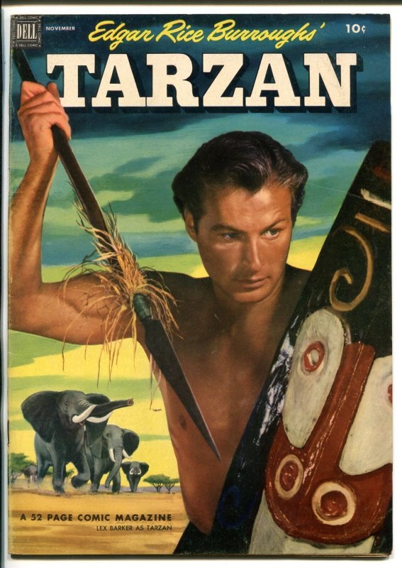 TARZAN #38-1952-DELL-BURROUGHS-MARSH-LEX BARKER PHOTO COVER-vf