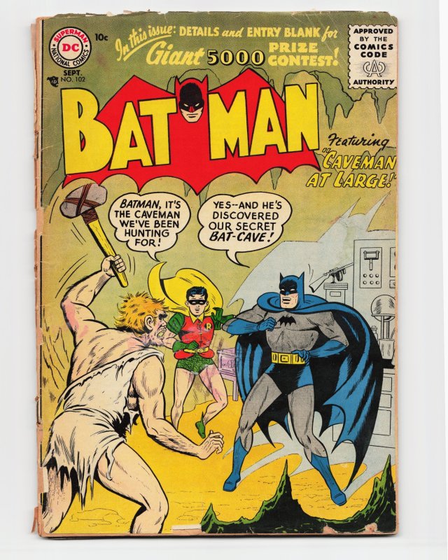 Batman #102 (1956) Batman and Robin, cover detached