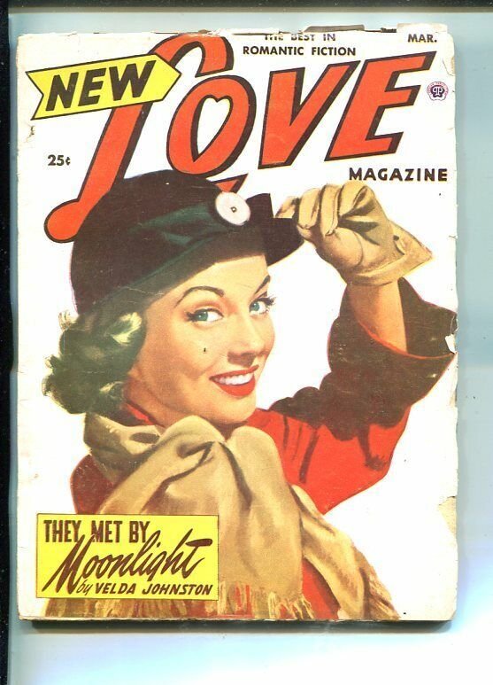 NEW LOVE-MAR 1952-ROMANTIC PULP FICTION- PIN-UP GIRL COVER-JOHNSTON-WOODS-vg