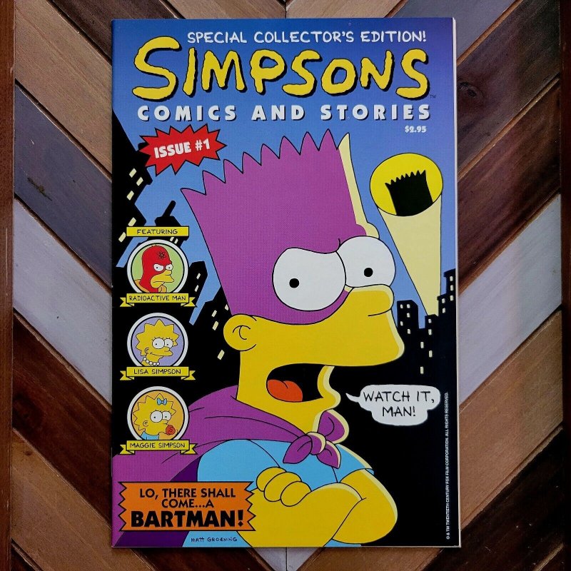 Simpsons Comics & Stories #1 VF (Welsh 1993) 1st app The Simpsons + POSTER (NM) 