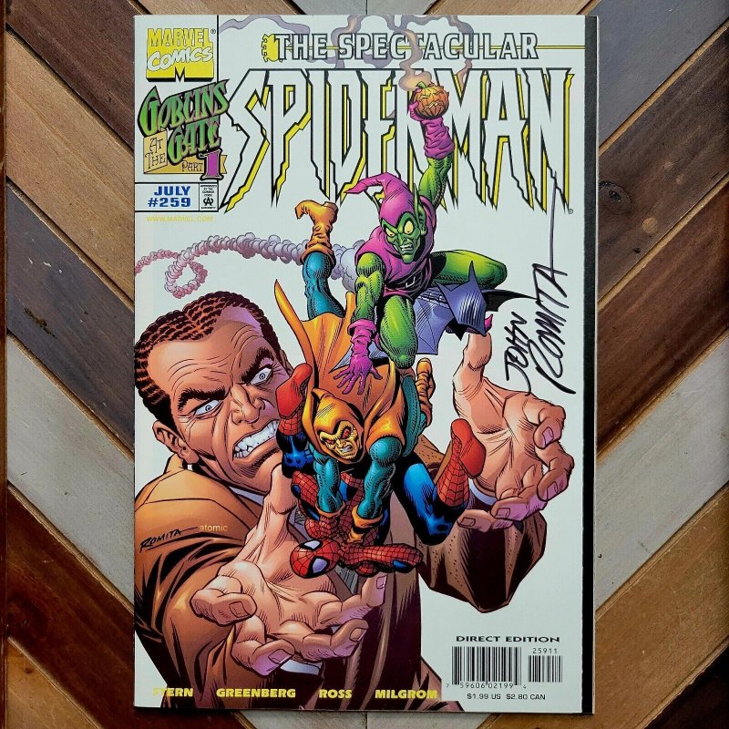 SPECTACULAR SPIDER-MAN #259 VF/NM (Marvel 1998) Signed By JOHN ROMITA SR