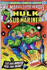 MARVEL SUPER HEROES FEAT. HULK & SUB-MARINER Comic 38 — Lee/Kirby 36 Pages Good