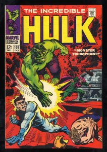 Incredible Hulk #108 FN+ 6.5 White Pages Mandarin!  Nick Fury!