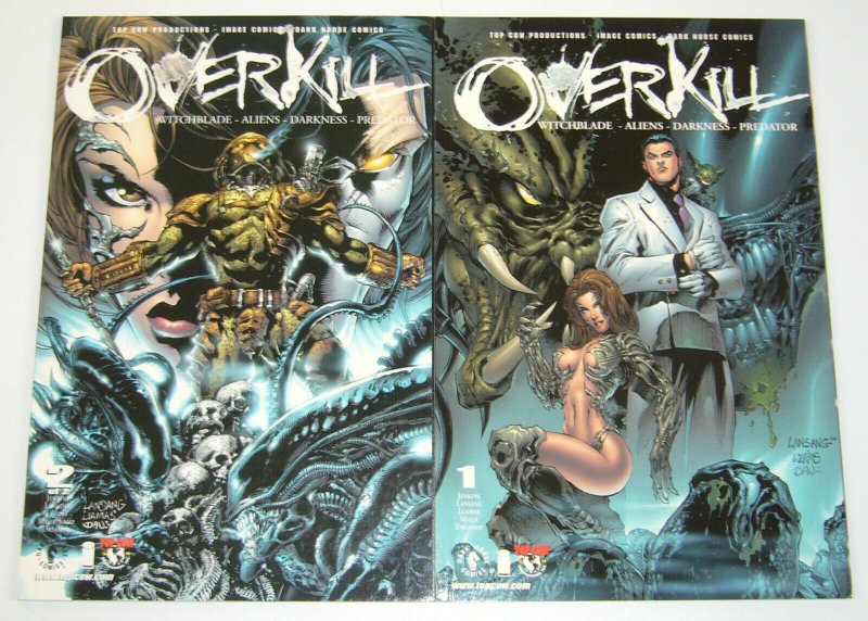 Overkill: Witchblade/Aliens/Darkness/Predator #1-2 VF/NM complete series 2000