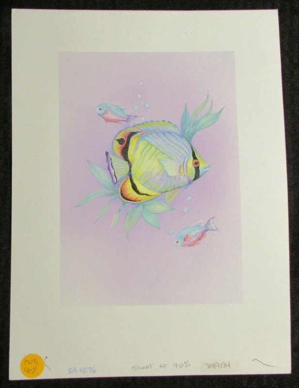 HAPPY BIRTHDAY Beautiful Tropical Fish 9x12 Greeting Card Art #4076 w/ 2 Cards