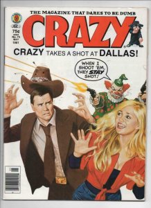 CRAZY #74 Magazine, FN, Who Shot JR, Dallas, 1973 1981, more in store