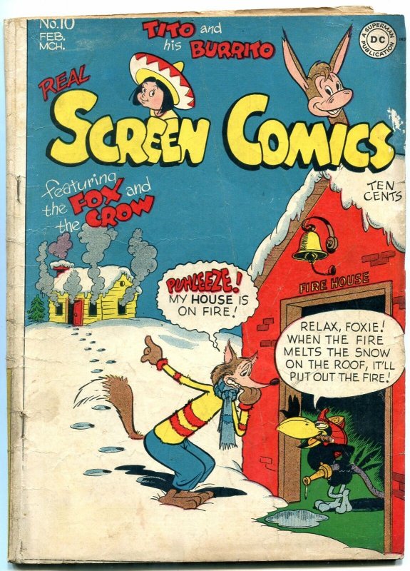 REAL SCREEN COMICS #10 1947-DC-FOX & CROW--FIRE STATION VG