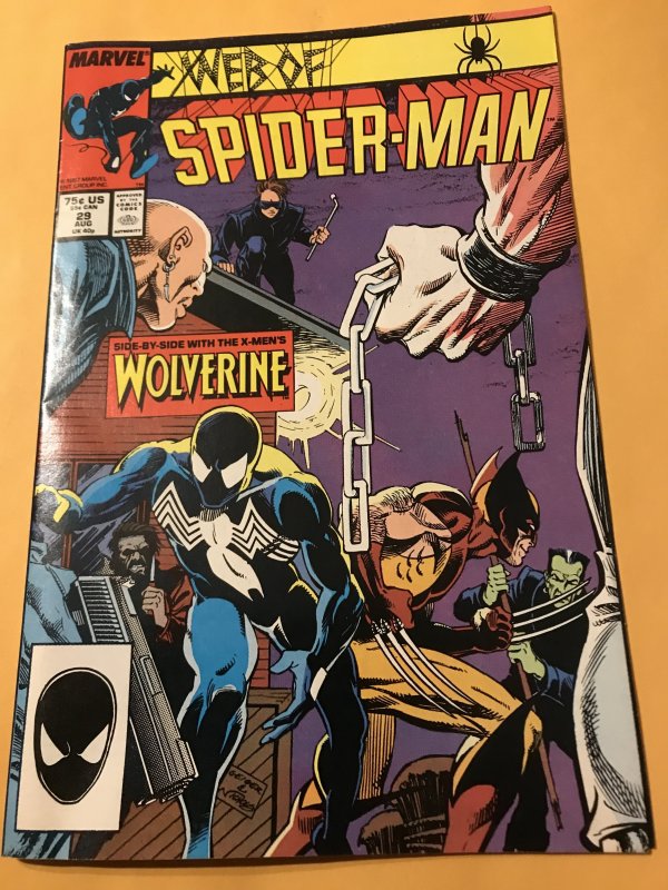 WEB OF SPIDER-MAN #29 : Marvel 8/87 VF-; WOLVERINE & Black Costume, Hobgoblin