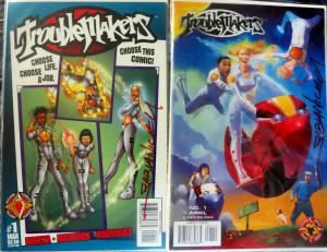 TROUBLEMAKERS - 2 Issue #1s Original + Variant Both SIGNED BY FABIAN NICIEZA