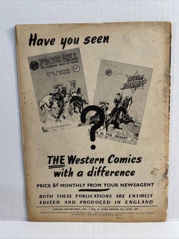 Tarzan Adventures #12 V5 1955 Westworld Publications Edgar Rice Burrough READER