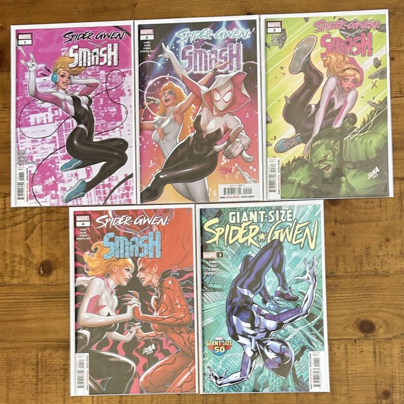 Spider-Gwen Smash #1,2,3,4 Giant-Size #1 Marvel Comics Nm Set Lot