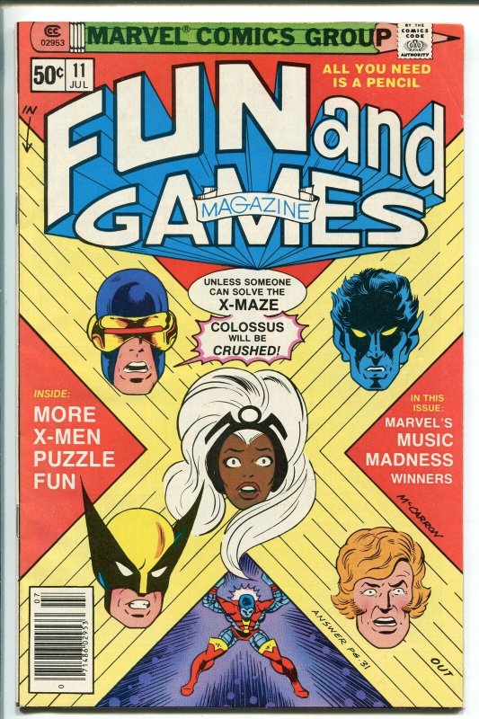 MARVEL FUN AND GAMES #11 1980-UNWORKED PUZZLES AND GAMES-X-MEN-vf minus