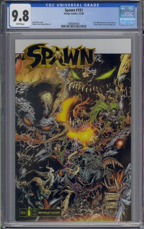 SPAWN #151 CGC 9.8 TWO DIFFERENT COVERS EXIST BY GREG CAPULLO & PHILIP TAN 4001