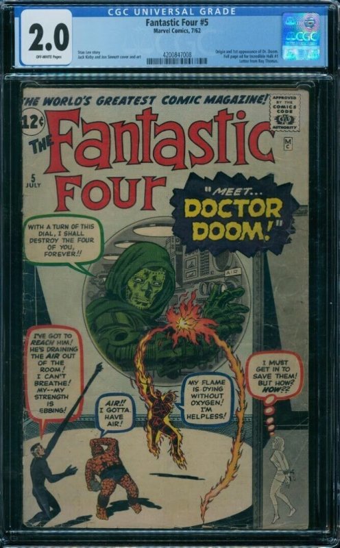 Fantastic Four 5  CGC 2.0  1st Dr. Doom