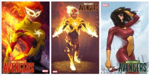 WEST COAST AVENGERS #1 MARVEL 3 VARIANT SET HUGHES/ARTGERM/LEE 11/27 NM