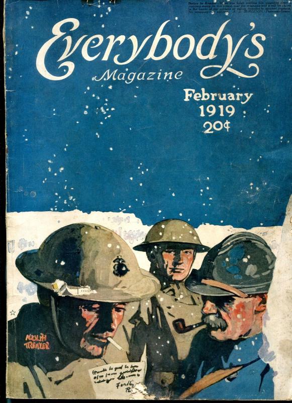 Everybody's Magazine February 1919- Edgar Wallace- WWI cover VG