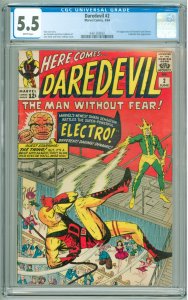 Daredevil #2 (1964) CGC 5.5! White Pages! 2nd App of Daredevil and Electro!